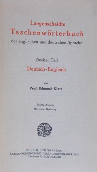 Lindemann Hermann - Taschenworterbuch Englisch-Deutsch 1910 r.