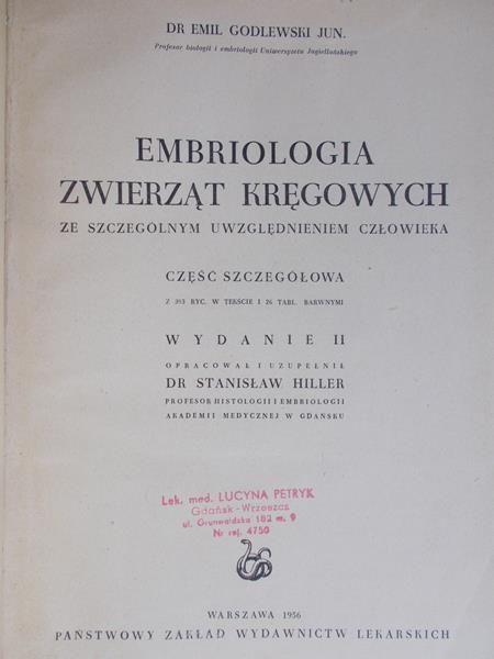 Godlewski Emil - Embriologia zwierząt kręgowych