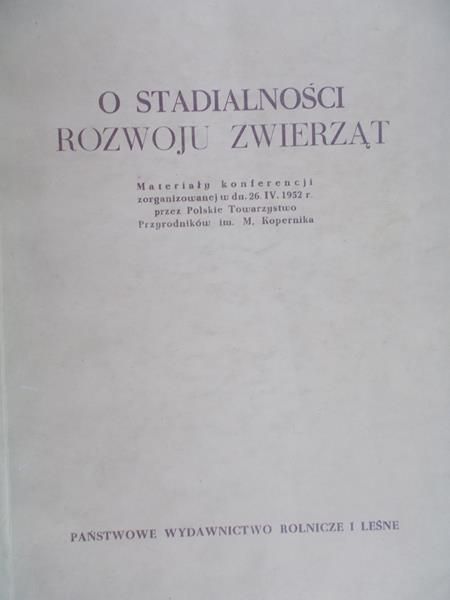 O stadialności rozwoju zwierząt