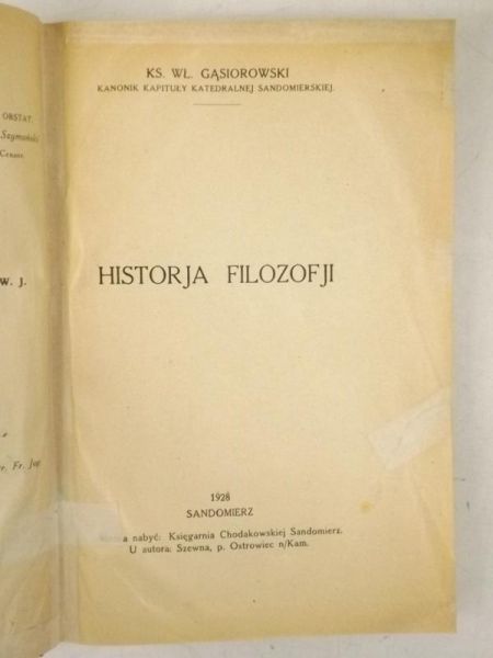Gąsiorowski W. - Historja filozofji, 1928 r.