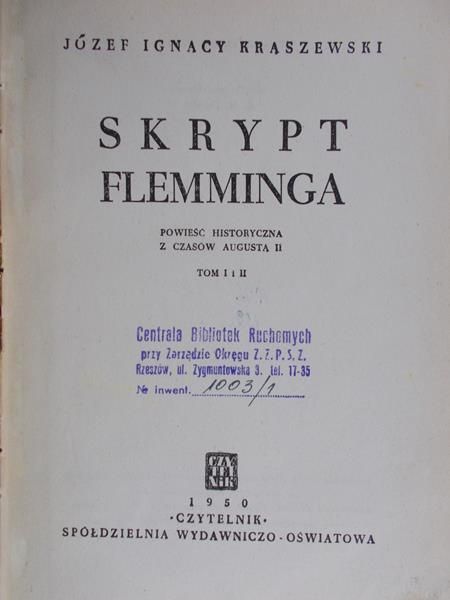 Kraszewski Józef Ignacy  - Skrypt Flemminga, 1950 r.
