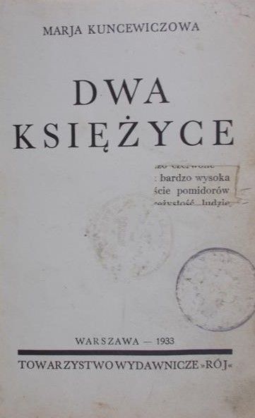 Kuncewiczowa Marja - Dwa księżyce, 1933 r.