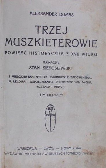 Dumas Aleksander - Trzej muszkieterowie, tom II, ok 1930r.