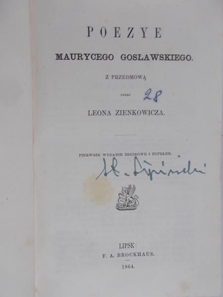 Gosławki Maurycy - Poezye , 1864 r.