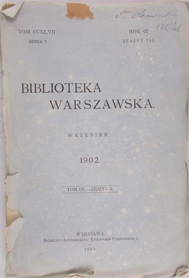 Biblioteka Warszawska, Rok 62, Zeszyt 741, 1902 r.