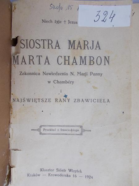 Siostra Marja Marta Chambon, 1924 r.