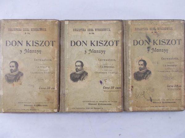 Cervantes - Don Kiszot z Manszy, tomy I,IV,V, 1899 r.