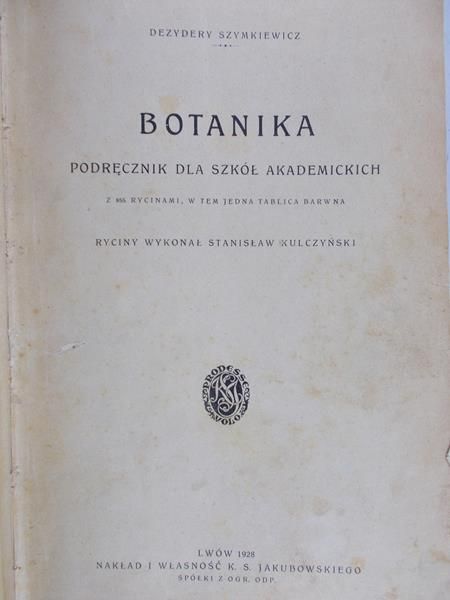 Szymkiewicz Dezydery - Botanika, 1928 r.