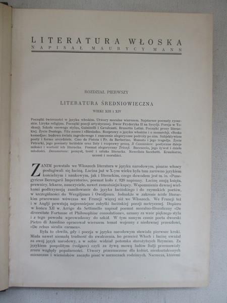 Mann Maurycy - Literatura Włoska, 1933 r.