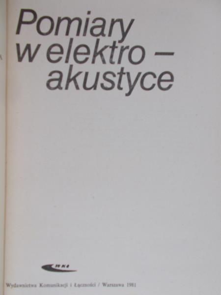 Sereda Jerzy - Pomiary w elektroakustyce