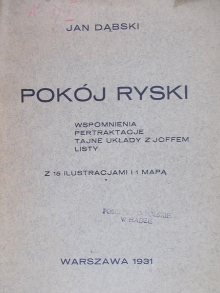 Dąbski Jan - Pokój ryski 1931 r.