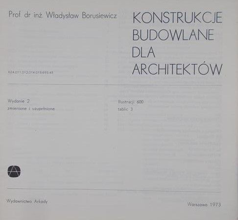 Borusiewicz Władysław - Konstrukcje budowlane dla architektów