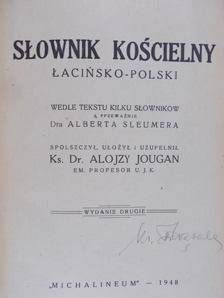 Jougan Alojzy - Słownik kościelny, 1948 r.