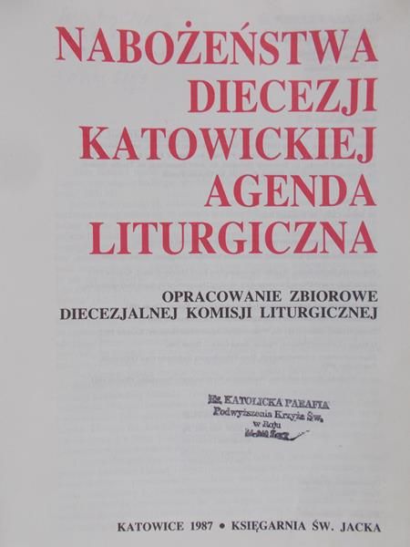 Nabożeństwa diecezji Katowickiej Agenda Liturgczna