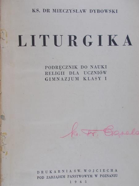 Dybowski Mieczysław - Liturgika, 1945 r.