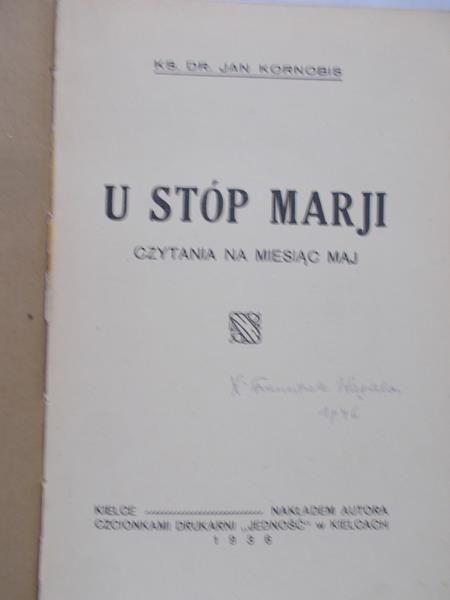 Kornobis Jan - W stóp Marji. Czytanie na miesiąc maj, 1936 r.
