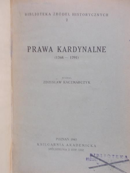 Kaczmarczyk Zdzisław - Prawa Kardynalne, 1947 r.