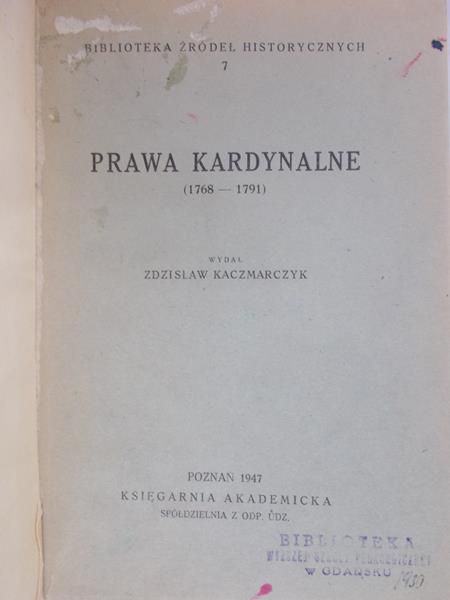 Kaczmarczyk Zdzisław - Prawa Kardynalne, 1947 r.