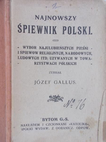 Gallus Józef - Najnowszy śpiewnik polski, 1920 r.