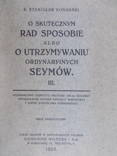 Konarski Stanisław - O skutecznym rad sposobie, 1923 r.