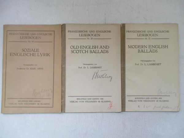 Arns Karl / Lambinet L. - Soziale Englische Lyrik / Old English and Scotch Ballads / Modern English Ballads, 1926 r.