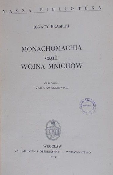Krasicki Ignacy - Monachomachia