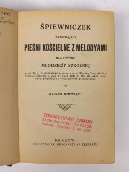Śpiewniczek zawierający pieśni kościelne, 1920 r.