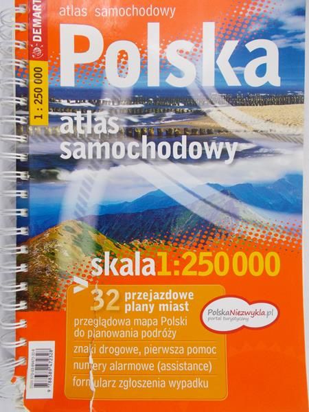 Polska 1:250 000 32 przejazdowe plany miast Atlas samochodowy