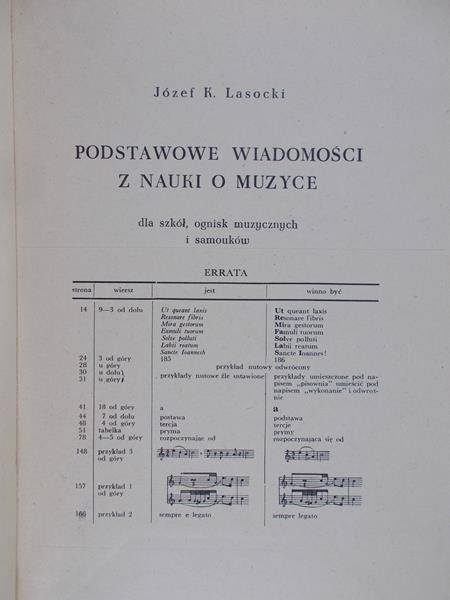 Józef K. Lasocki  - Podstawowe wiadomości z nauki o muzyce