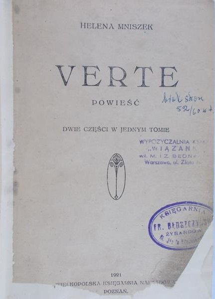 Mniszek Helena - Verte powieści, 1921 r.