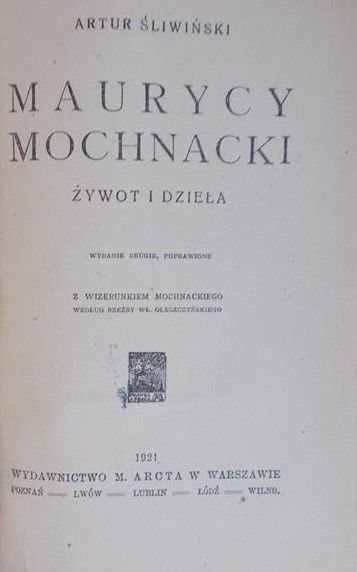 Śliwiński Artur - Maurycy Mochnacki, 1921 r.