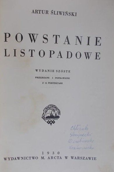 Śliwiński Artur - Powstanie listopadowe, 1930 r.
