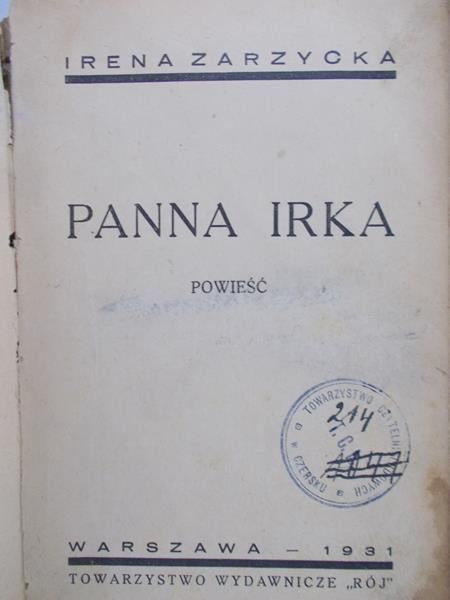 Zarzycka Irena - Panna Irka, 1931 r.