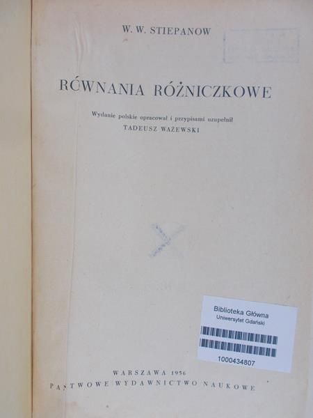 Stiepanow W. W. - Równania różniczkowe