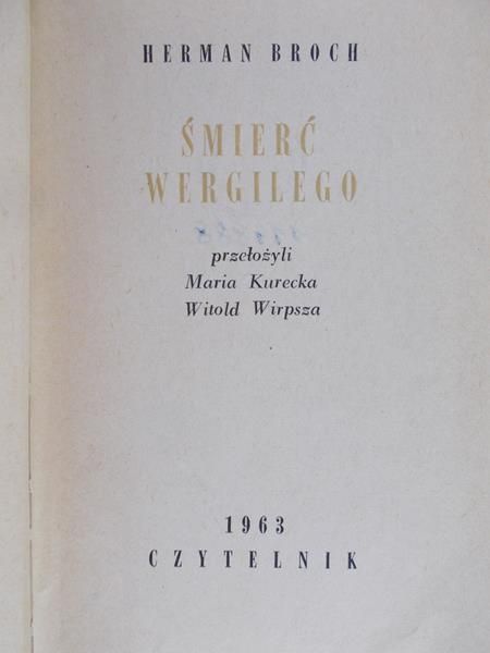 Broch Herman - Śmierć Wergilego