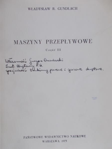 Gundlach Władysław R. - Maszyny przepływowe, cz.III