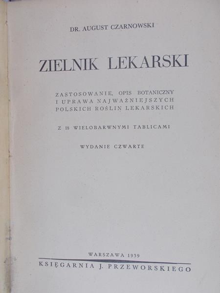 Czarnowski August - Zielnik lekarski, 1939 r.