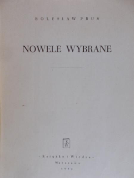 Prus Bolesław - Nowele Wybrane