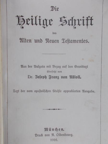 Won Allioli Joseph Franz -  Die Belinge Schrift, 1916 r.