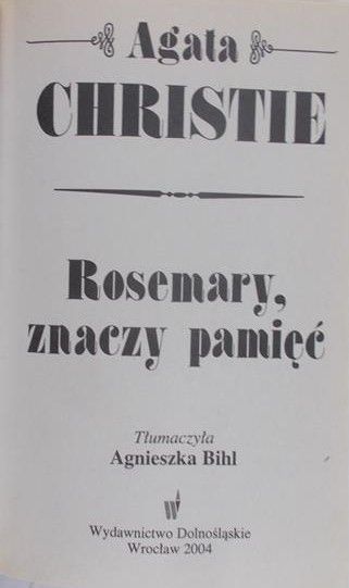 Christie Agata - Rosemary znaczy pamięć