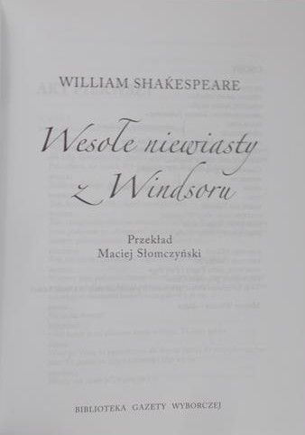 Shakespeare William -Wesołe niewiasty z Windsorn , płyta DVD