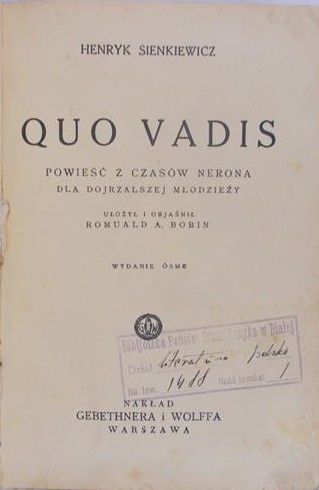 Sienkiewicz Henryk - Quo Vadis, 1935 r.