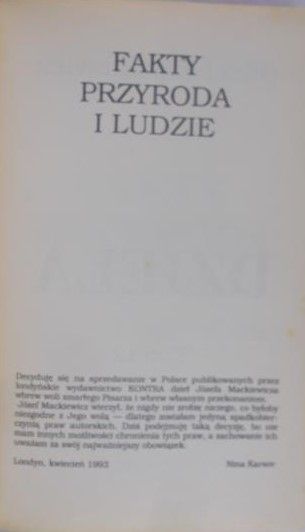 Mackiewicz Józef  - Fakty przyroda i ludzie