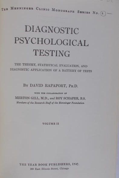 Rapaport David - Diagnostic psychological testing vol. II, 1946 r.