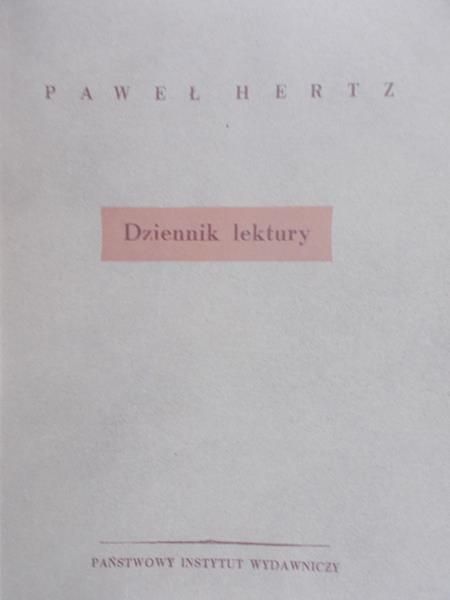 Hertz Paweł - Dziennik lektury