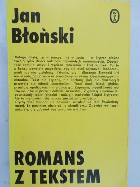 Błoński Jan - Romans z tekstem