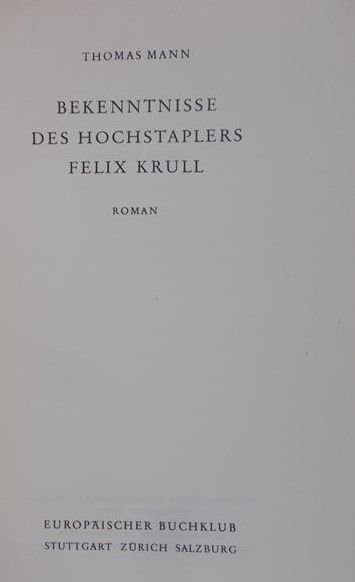 Mann Thomas - Bekenntnisse Des Hochstaplers Felix Krull
