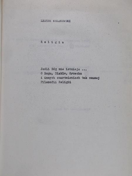 Kołakowski Leszek - Religia