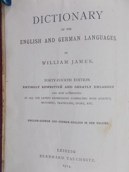 James William - Worterbuch der englischen ind deutschen sprache, 1914 r.