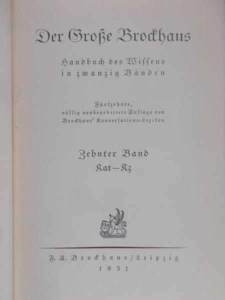 Der Grosse Brockhaus, t. X, Kat - Kz, 1931r.